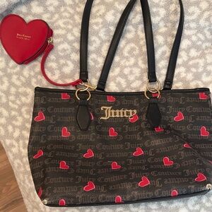 Juicy Couture Black Tote with Red Hearts